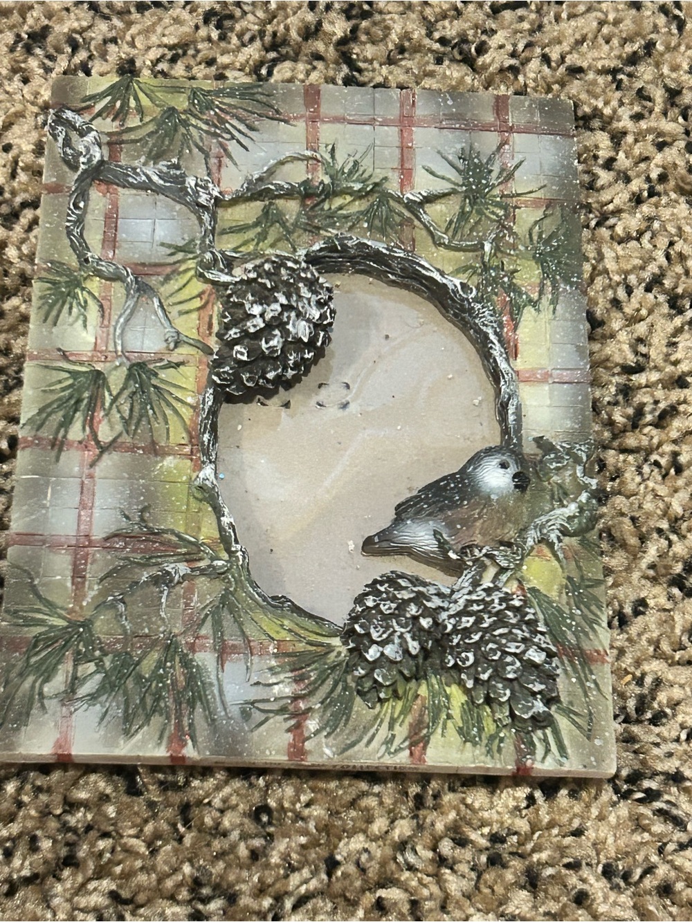 50%offw❤️ 3d bird and pinecones Christmas Resin Picture Frame cottage